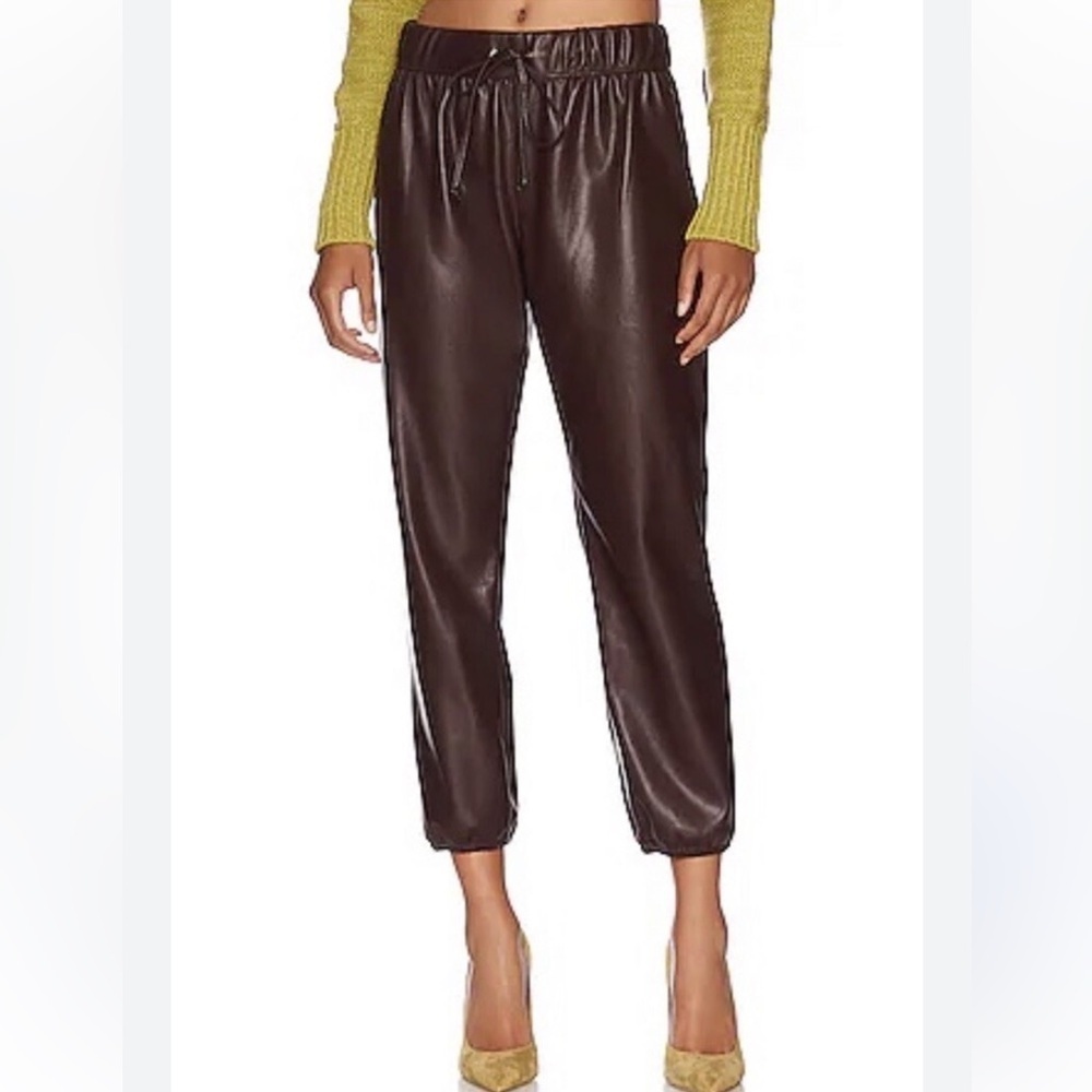 Enza Costa Chocolate Brown Faux Leather Pull On Jogger Size 0/XS